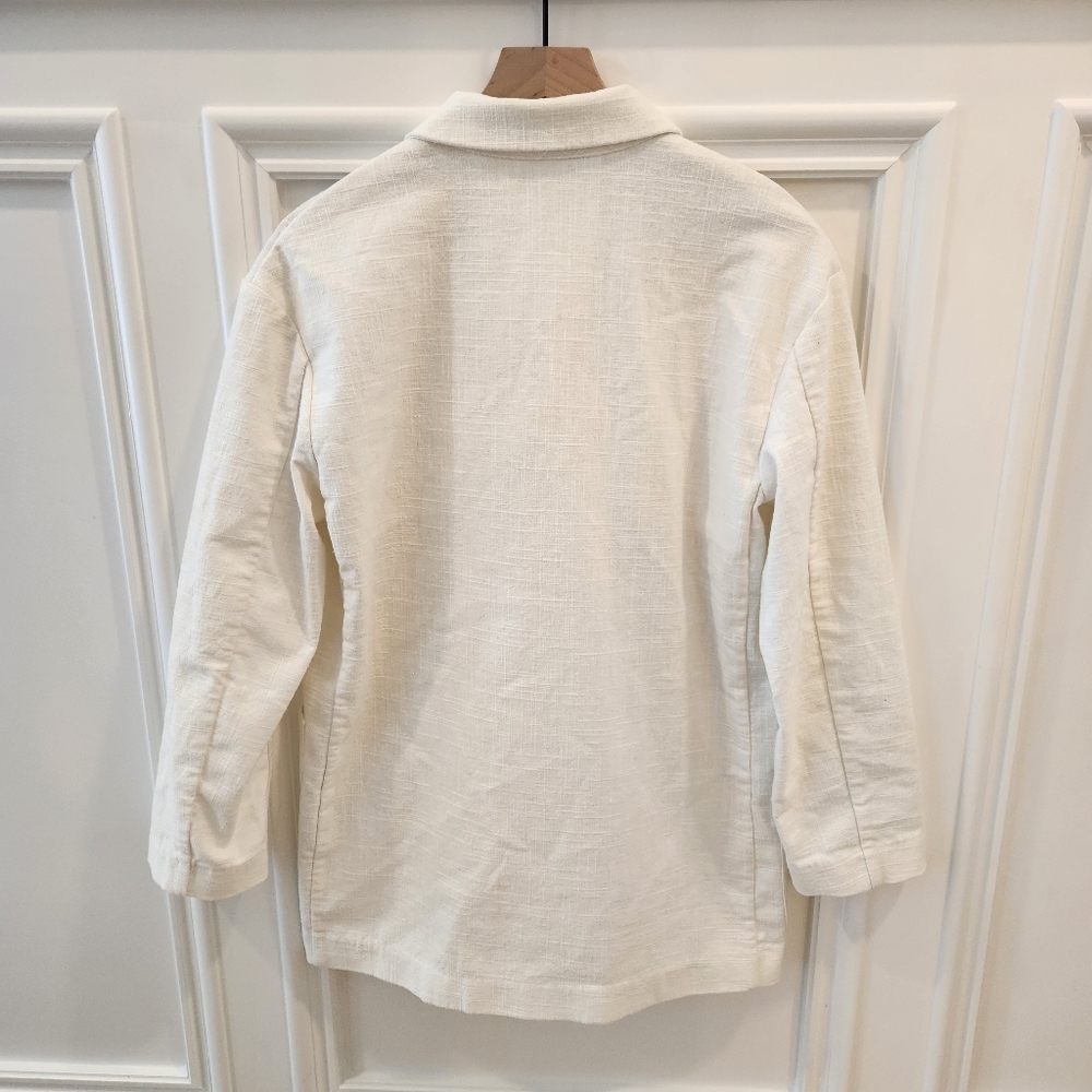 Aureta Oversized 100% Linen Blazer Ivory White - Picture 4 of 7
